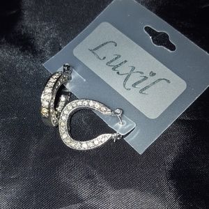 HORSESHOE GEOMETRIC SWAROVSKI CRYSTALS HOOP EARRIN